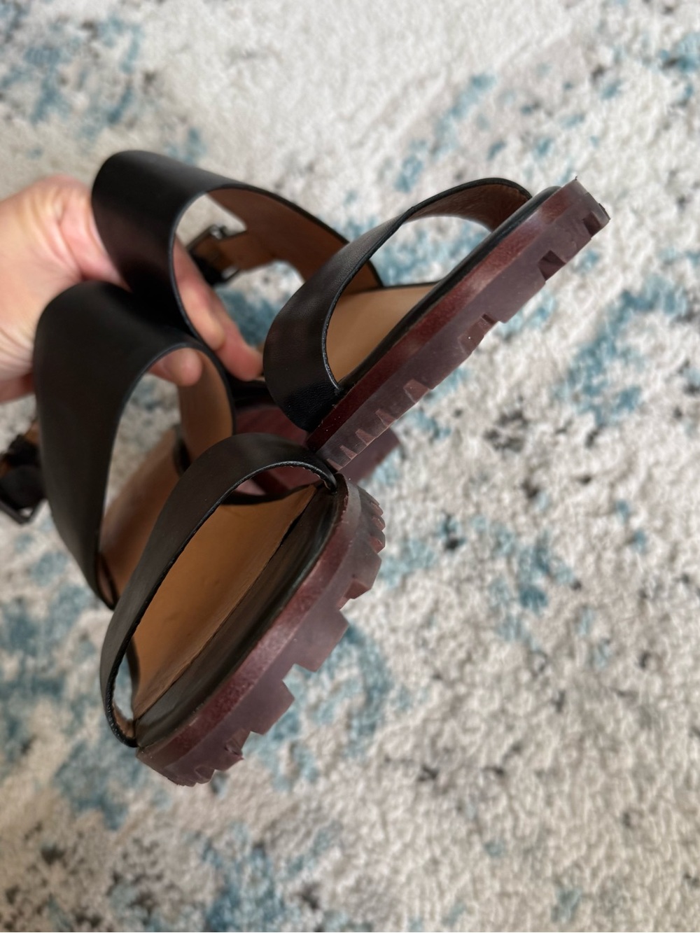 Madewell Black Leather Block Heel Slingback Sandals - Picture 3 of 9